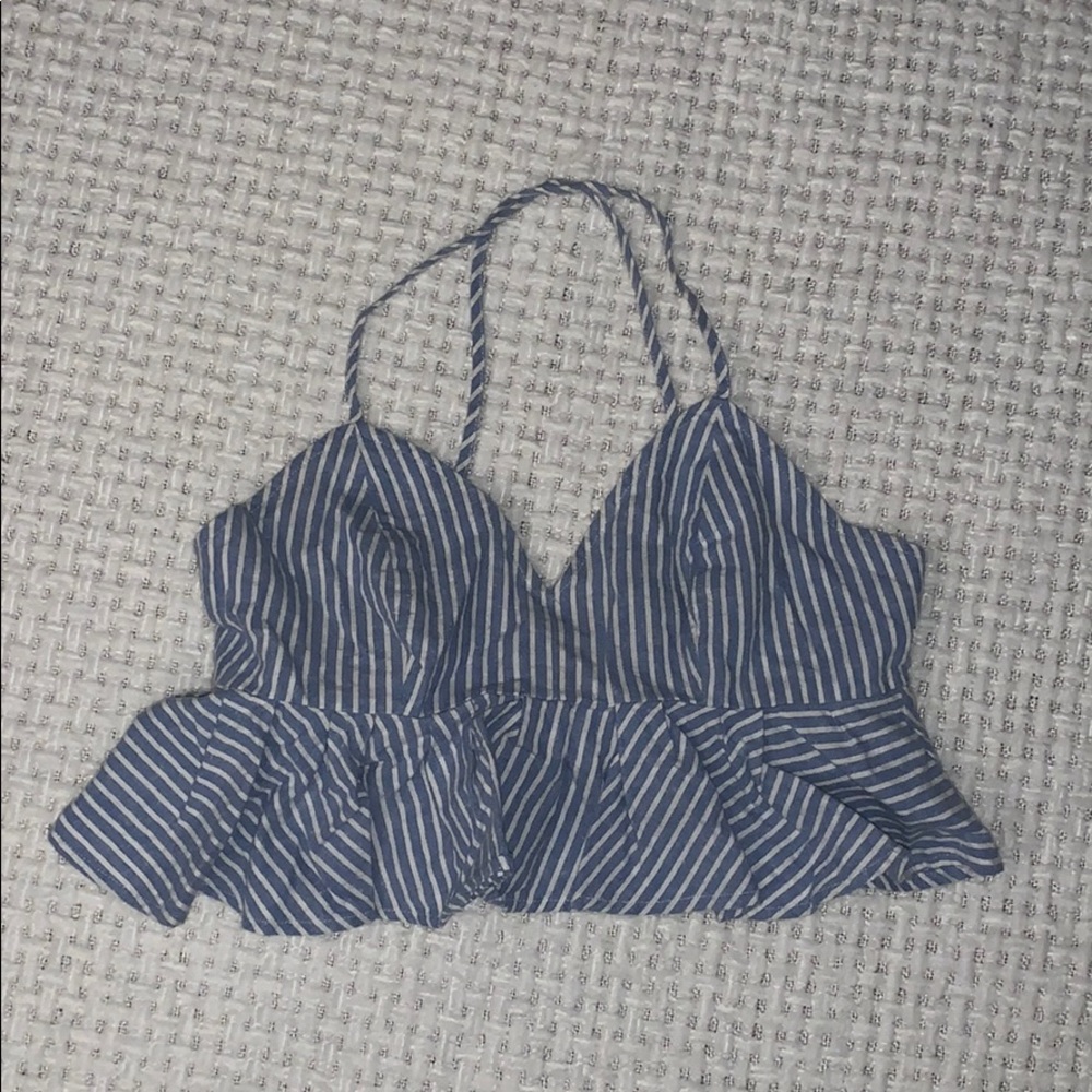 STRIPED CROP TOP WITH ZIPUP BACK